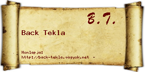 Back Tekla névjegykártya